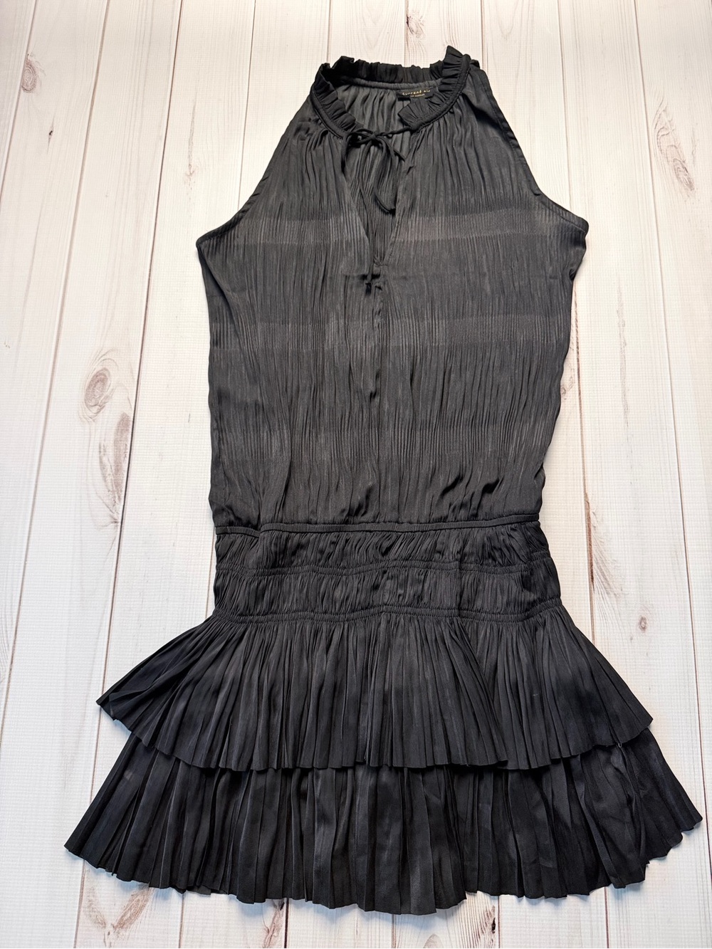 Current Air Black Sleeveless Pleated Tiered Mini Dress - Picture 2 of 6
